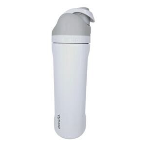 OWALA FREESIP WHITE 24oz STAINLESS STEEL COLD BEVERAGE BPA FREE BOTTLE, W/ STRAW